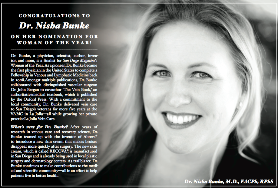 profile of Dr. Bunke, San Diego Magazine, 2016 Nomination of Women of the Year